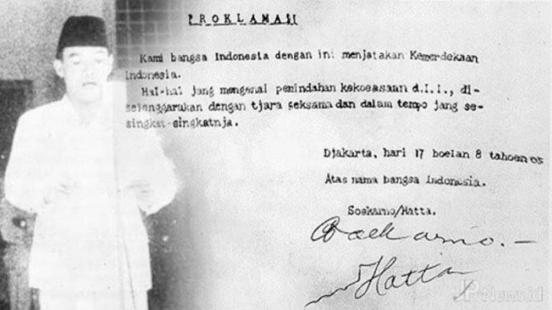 Naskah Teks Proklamasi Kemerdekaan Republik Indonesia Ditulis Tangan Oleh